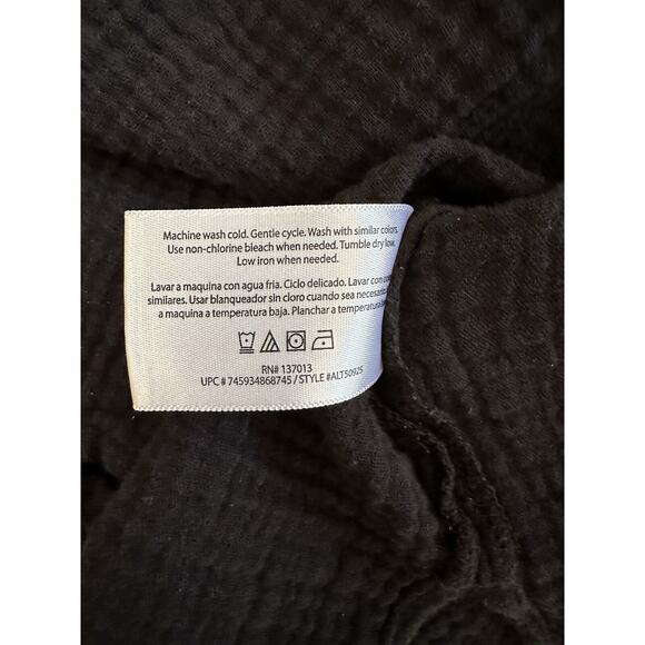 Three Dots Women's Designer V-Neck Double Layer Cotton Gauze Shirt M Oversized - Picture 7 of 7